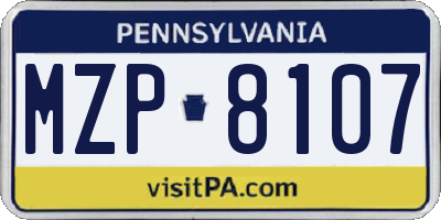 PA license plate MZP8107