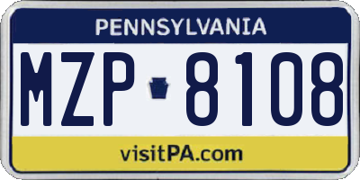 PA license plate MZP8108