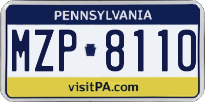 PA license plate MZP8110