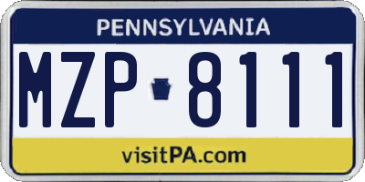 PA license plate MZP8111