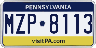 PA license plate MZP8113