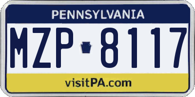 PA license plate MZP8117