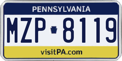 PA license plate MZP8119