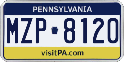 PA license plate MZP8120