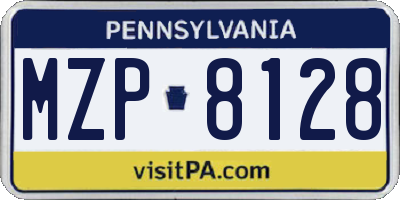PA license plate MZP8128