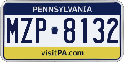 PA license plate MZP8132