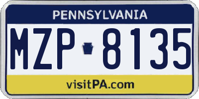 PA license plate MZP8135