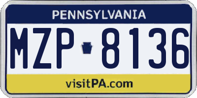 PA license plate MZP8136