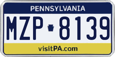PA license plate MZP8139