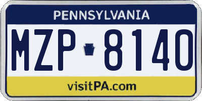 PA license plate MZP8140