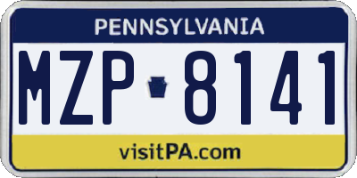 PA license plate MZP8141