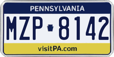 PA license plate MZP8142