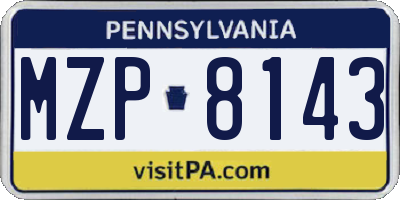 PA license plate MZP8143