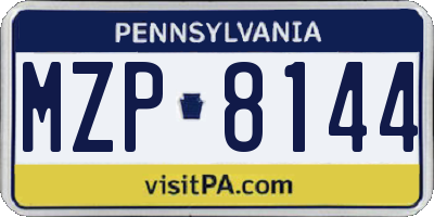 PA license plate MZP8144