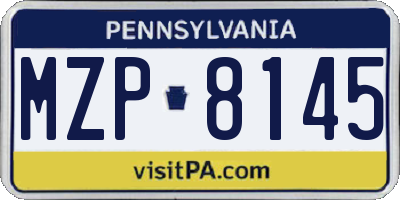 PA license plate MZP8145