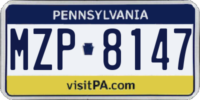 PA license plate MZP8147