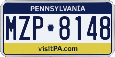 PA license plate MZP8148