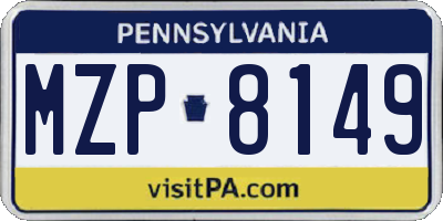 PA license plate MZP8149