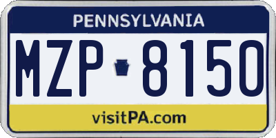 PA license plate MZP8150