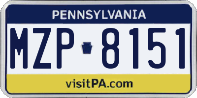 PA license plate MZP8151