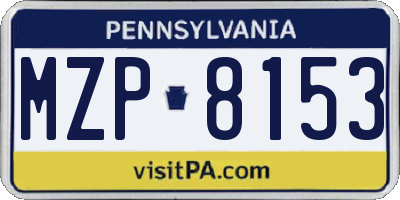 PA license plate MZP8153