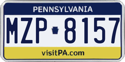 PA license plate MZP8157