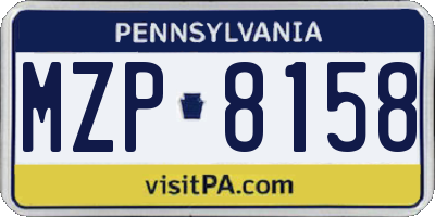 PA license plate MZP8158