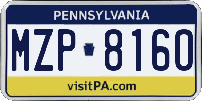 PA license plate MZP8160
