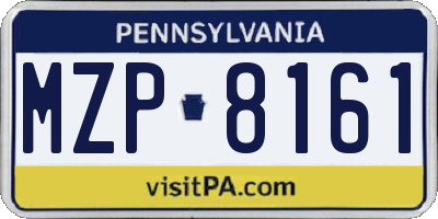 PA license plate MZP8161