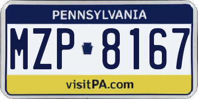 PA license plate MZP8167