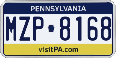 PA license plate MZP8168