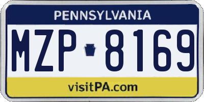 PA license plate MZP8169