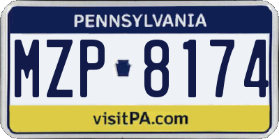 PA license plate MZP8174
