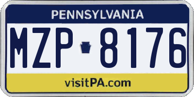 PA license plate MZP8176