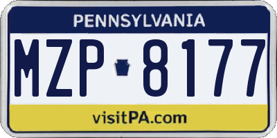 PA license plate MZP8177