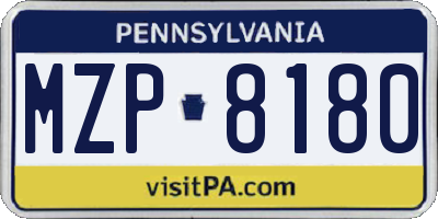 PA license plate MZP8180