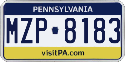 PA license plate MZP8183