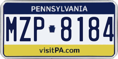 PA license plate MZP8184