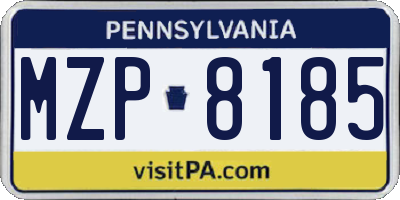 PA license plate MZP8185