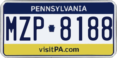 PA license plate MZP8188