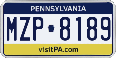 PA license plate MZP8189