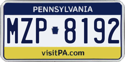 PA license plate MZP8192