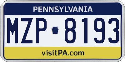 PA license plate MZP8193