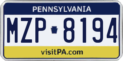 PA license plate MZP8194