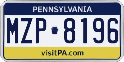 PA license plate MZP8196