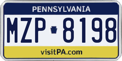 PA license plate MZP8198