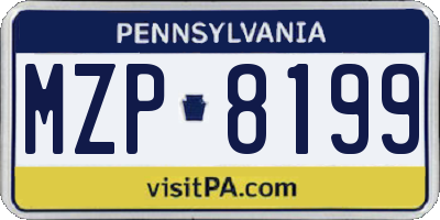 PA license plate MZP8199