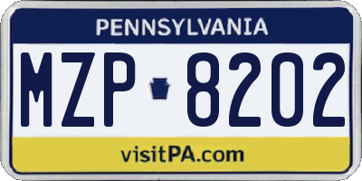 PA license plate MZP8202