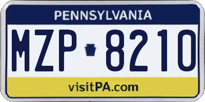 PA license plate MZP8210