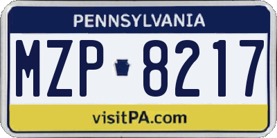 PA license plate MZP8217